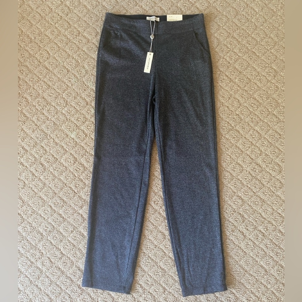 Max Studio Dark Gray Herringbone Slim Trousers